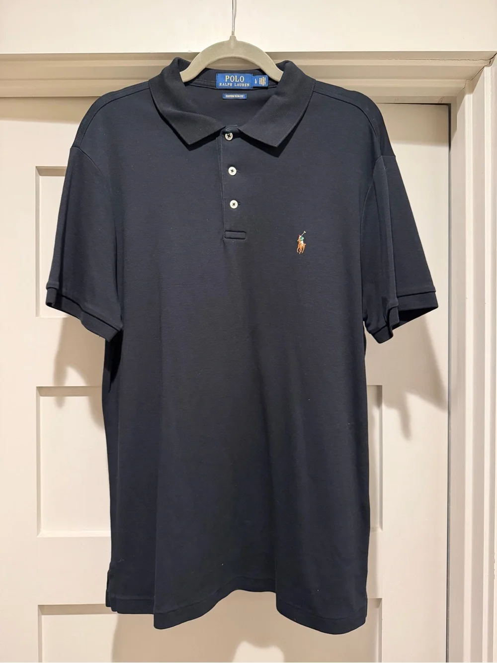 Polo Ralph Lauren Custom Slim Fit Black Polo Shirt Men’s L Short Sleeve